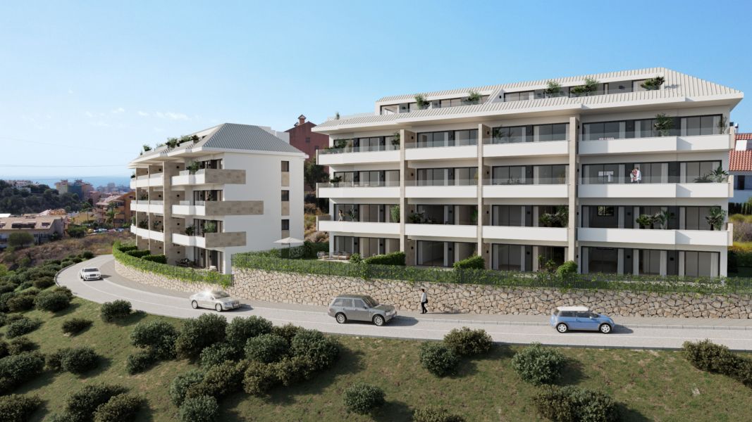 Apartamenty Fuengirola – Nowa inwestycja, ogrzewany basen, widok na morze.