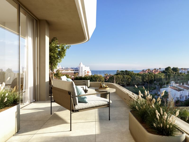 Nowy apartament z panoramicznym widokiem na morze i tarasem – Estepona