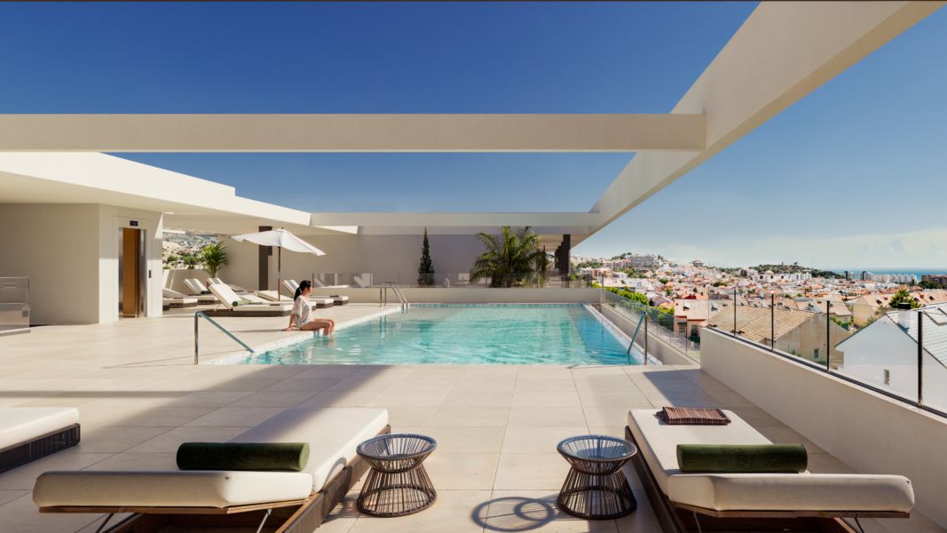 Apartamenty z tarasem, widokiem na morze i basenem infinity – Fuengirola