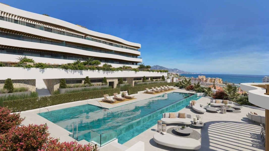 Apartamenty z basenem, widokiem na morze, blisko plaży – Mijas Costa